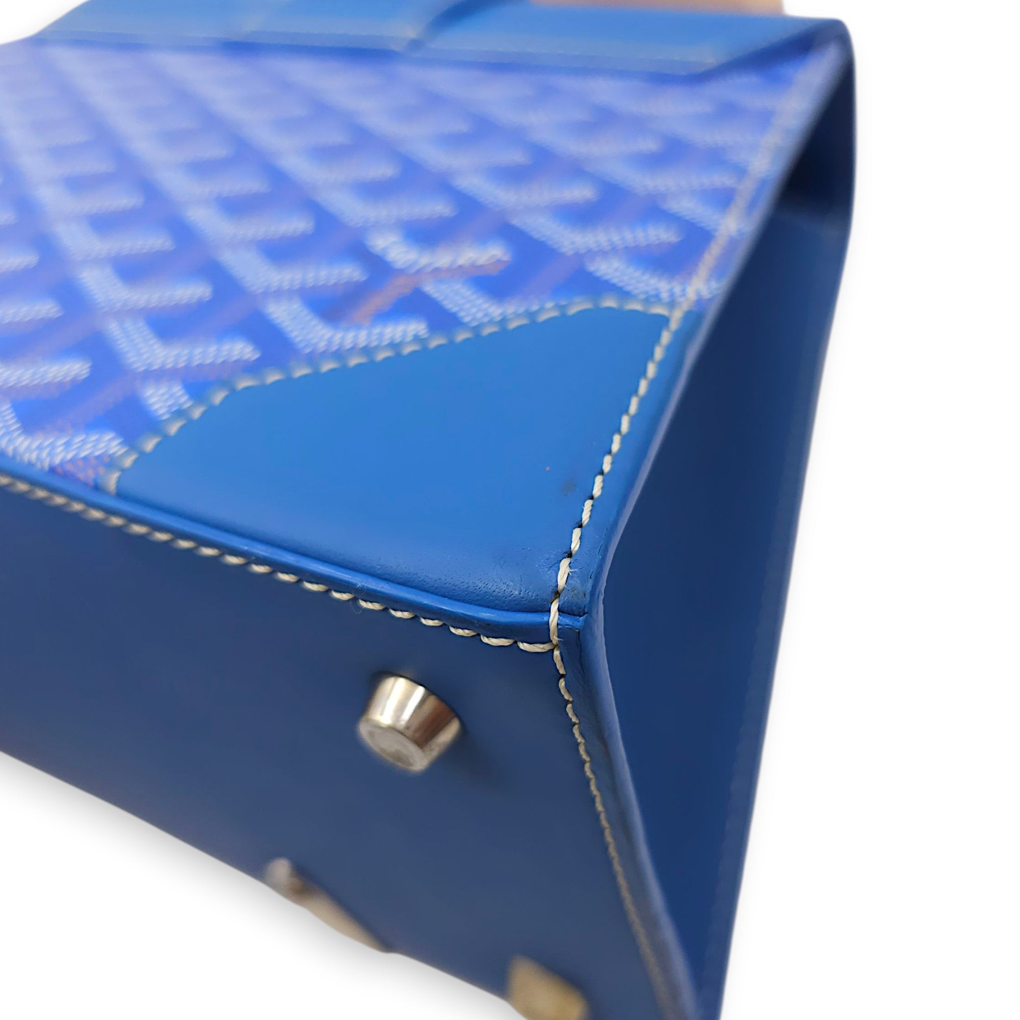 Saigon PM Blue Shoulder Bag in Canvas, Silver hardware