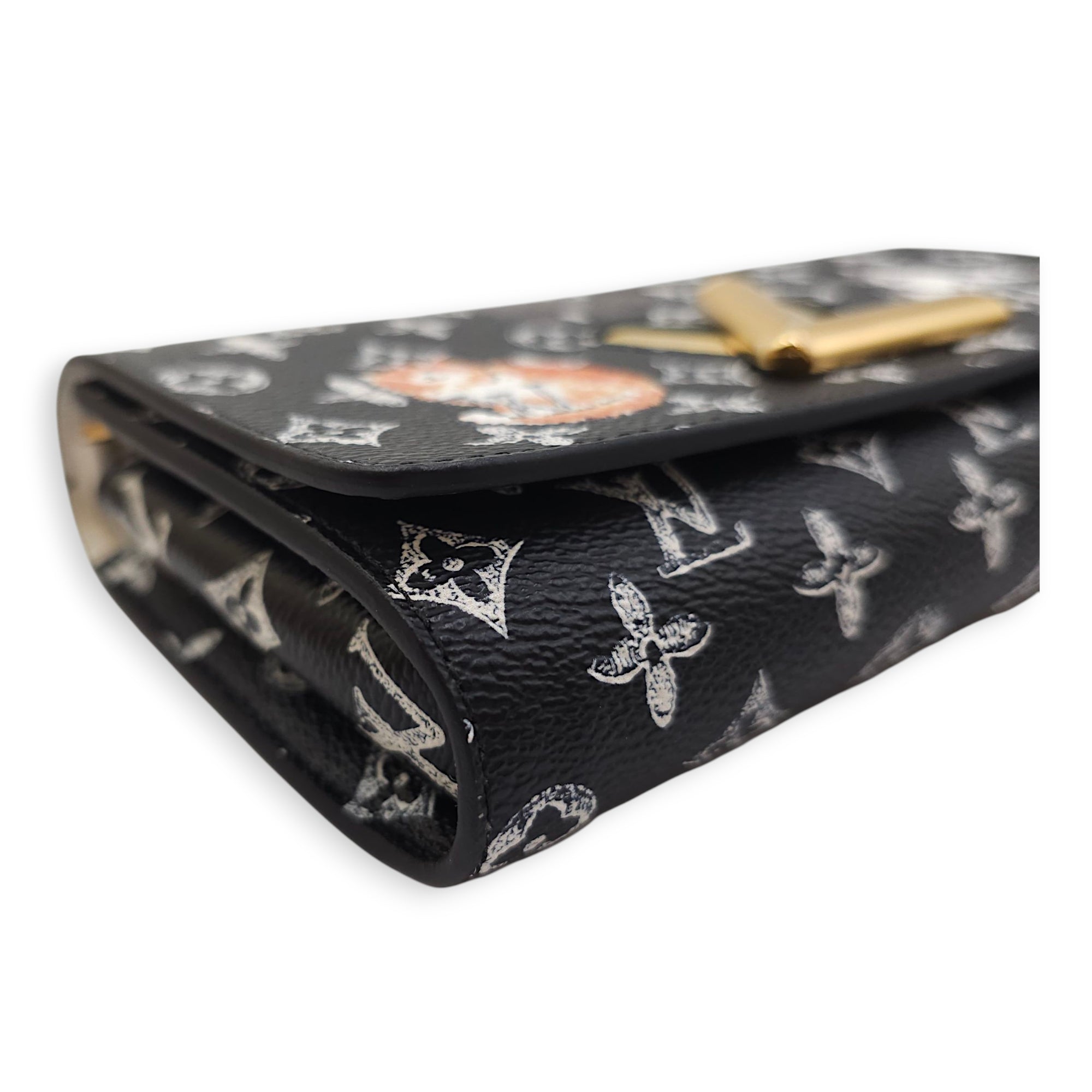 Monogram Catogram Portefeuille Twist Black Wallet on Chain, Gold hardware