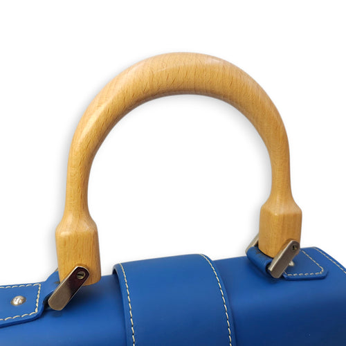 Saigon PM Blue Shoulder Bag in Canvas, Silver hardware
