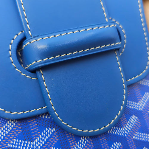 Saigon PM Blue Shoulder Bag in Canvas, Silver hardware