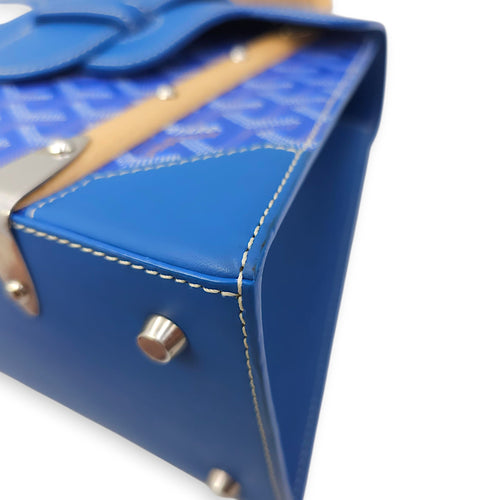 Saigon PM Blue Shoulder Bag in Canvas, Silver hardware