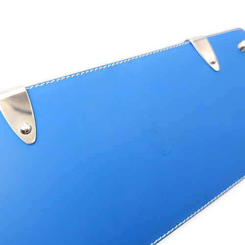 Saigon PM Blue Shoulder Bag in Canvas, Silver hardware