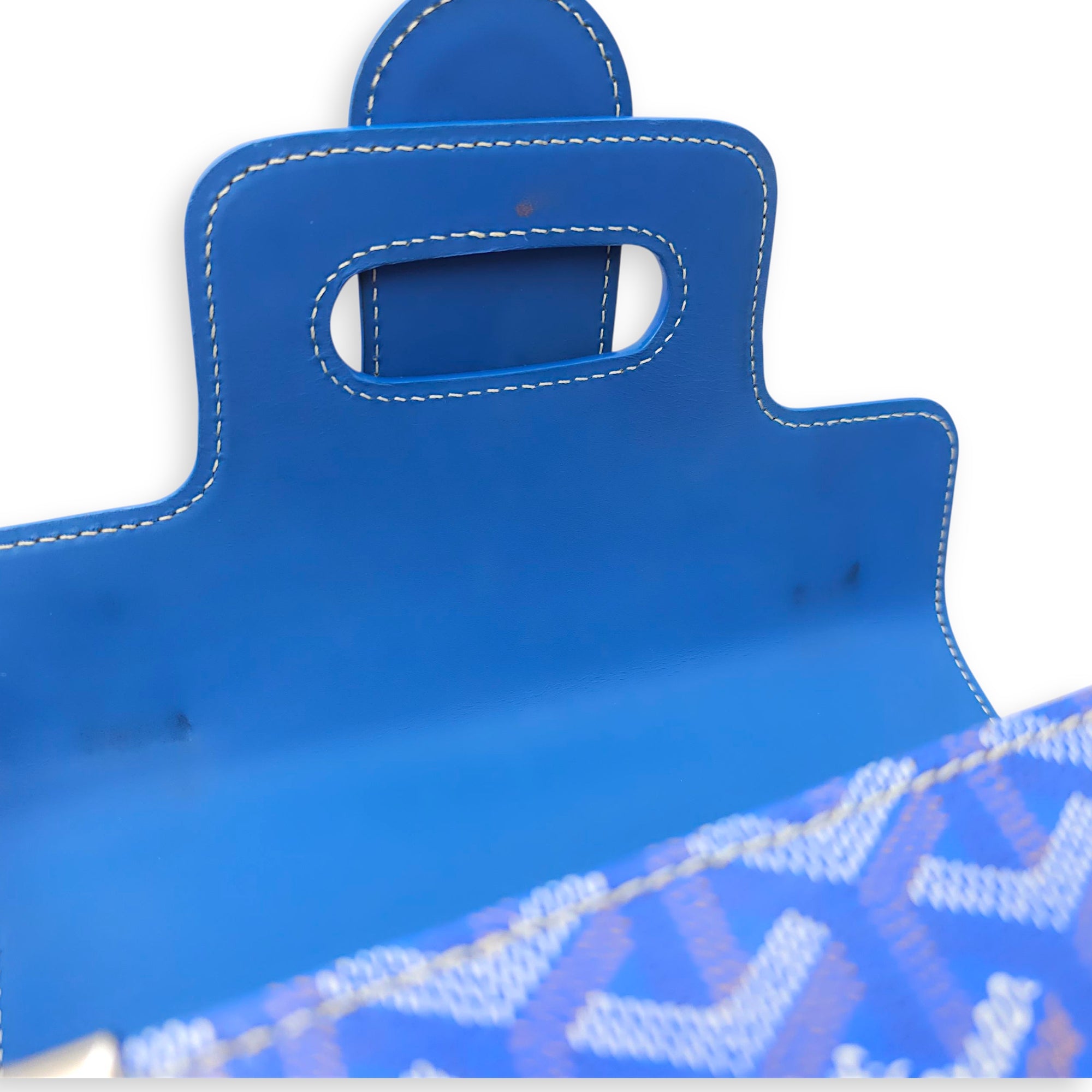 Saigon PM Blue Shoulder Bag in Canvas, Silver hardware