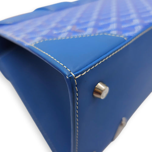 Saigon PM Blue Shoulder Bag in Canvas, Silver hardware