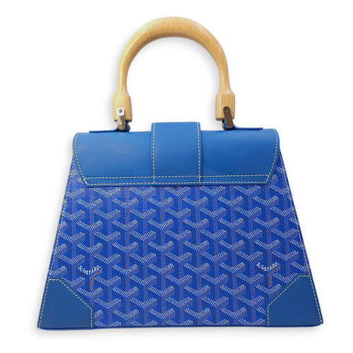 Saigon PM Blue Shoulder Bag in Canvas, Silver hardware