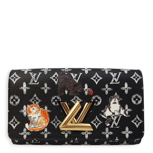 Monogram Catogram Portefeuille Twist Black Wallet on Chain, Gold hardware