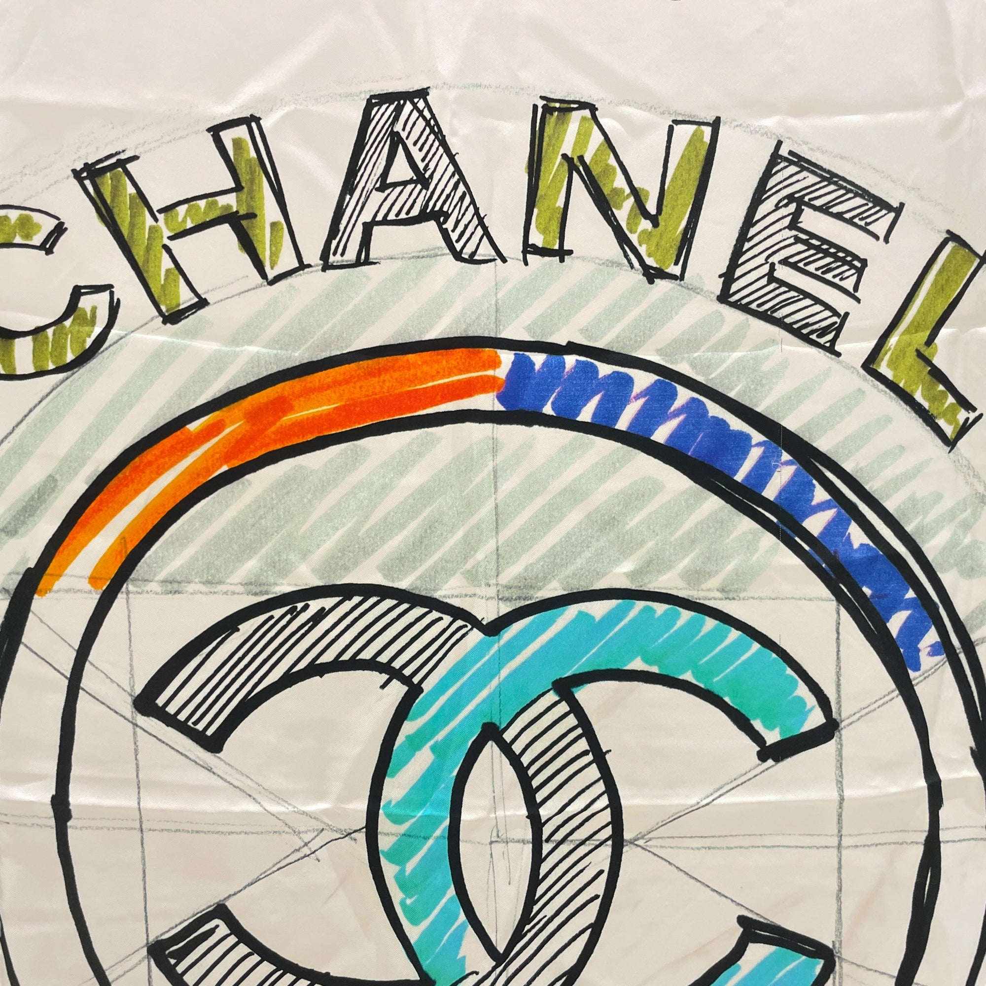 White Paint Strokes 84cm x 84cm Multi-Color Scarf in Silk