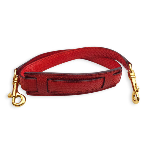 Trapeze Large Red Shoulder Bag in Python, Gold hardware