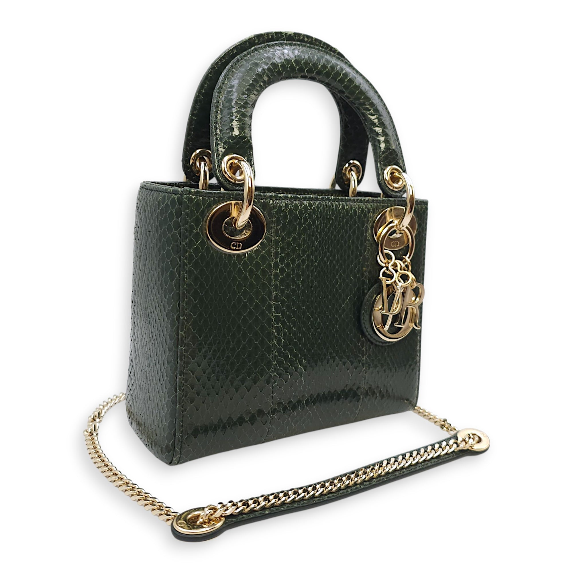 Lady Dior  Mini  Green Crossbody Bag in Python  Gold hardware CL2511-17033 11