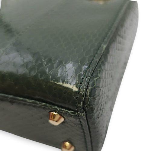 Lady Dior Mini Green Crossbody Bag in Python, Gold hardware