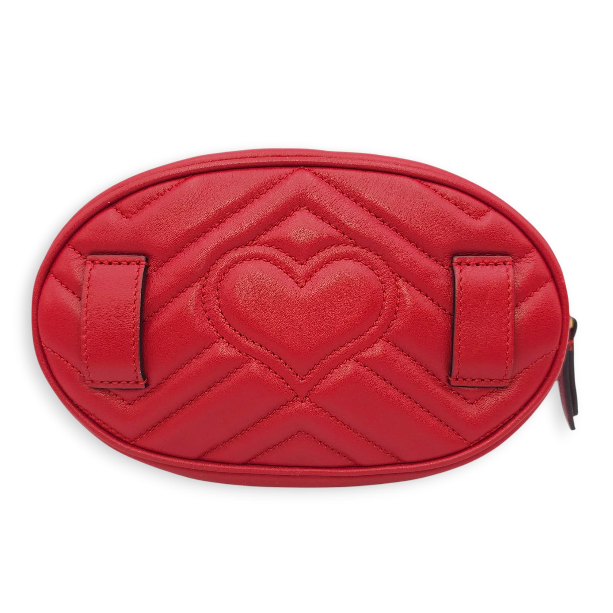 Matelasse Chevron GG Marmont Red Belt Bag in Calfskin, Gold hardware