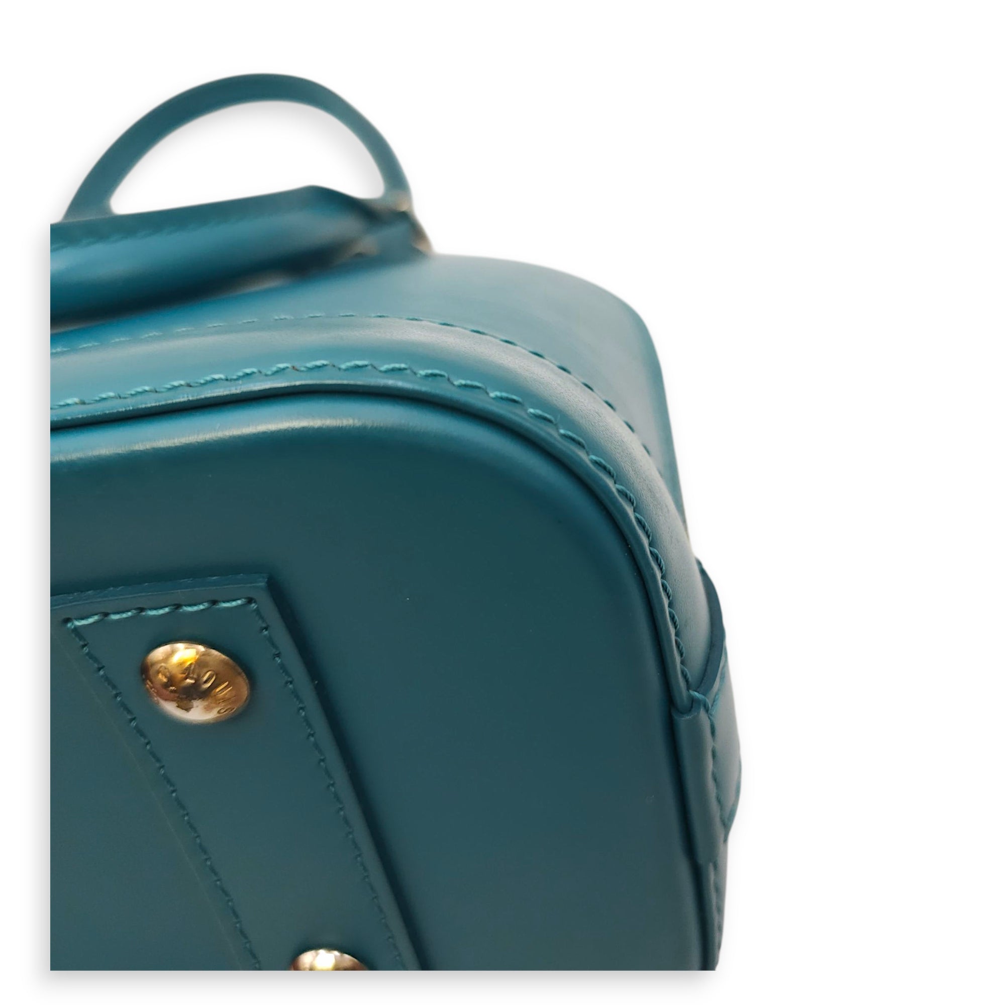 Alma BB Blue Crossbody Bag in Epi Leather, Silver hardware