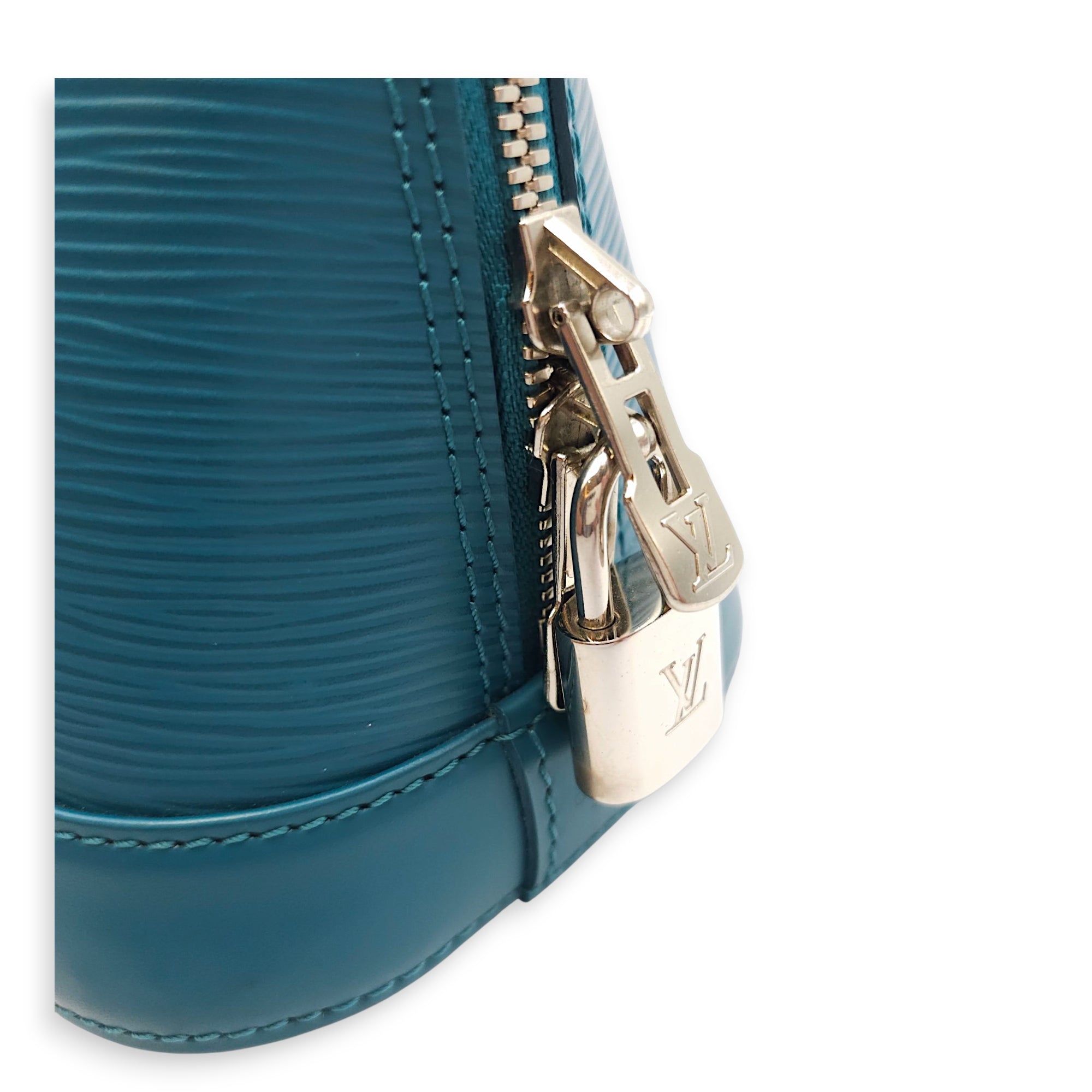 Alma BB Blue Crossbody Bag in Epi Leather, Silver hardware