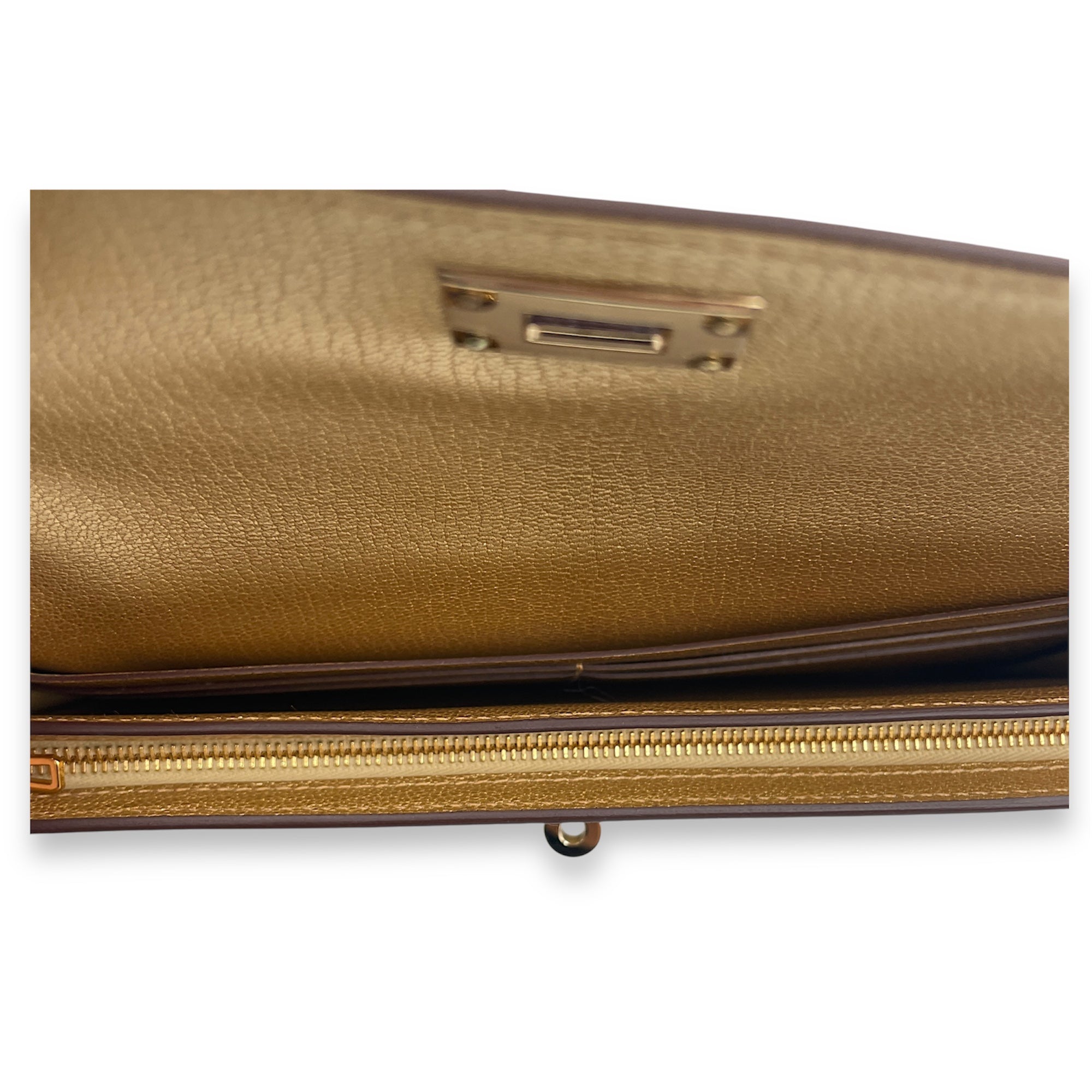 Kelly Pocket Long Dore Wallet in Chevre Chamkilight Permabrass hardware CL2511-17096 3