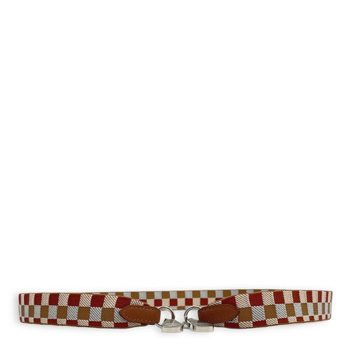 Maxi Quadrille 25mm by 85cm Gold/Chai-Nata-Bleu Brume Strap in Swift, Palladium hardware