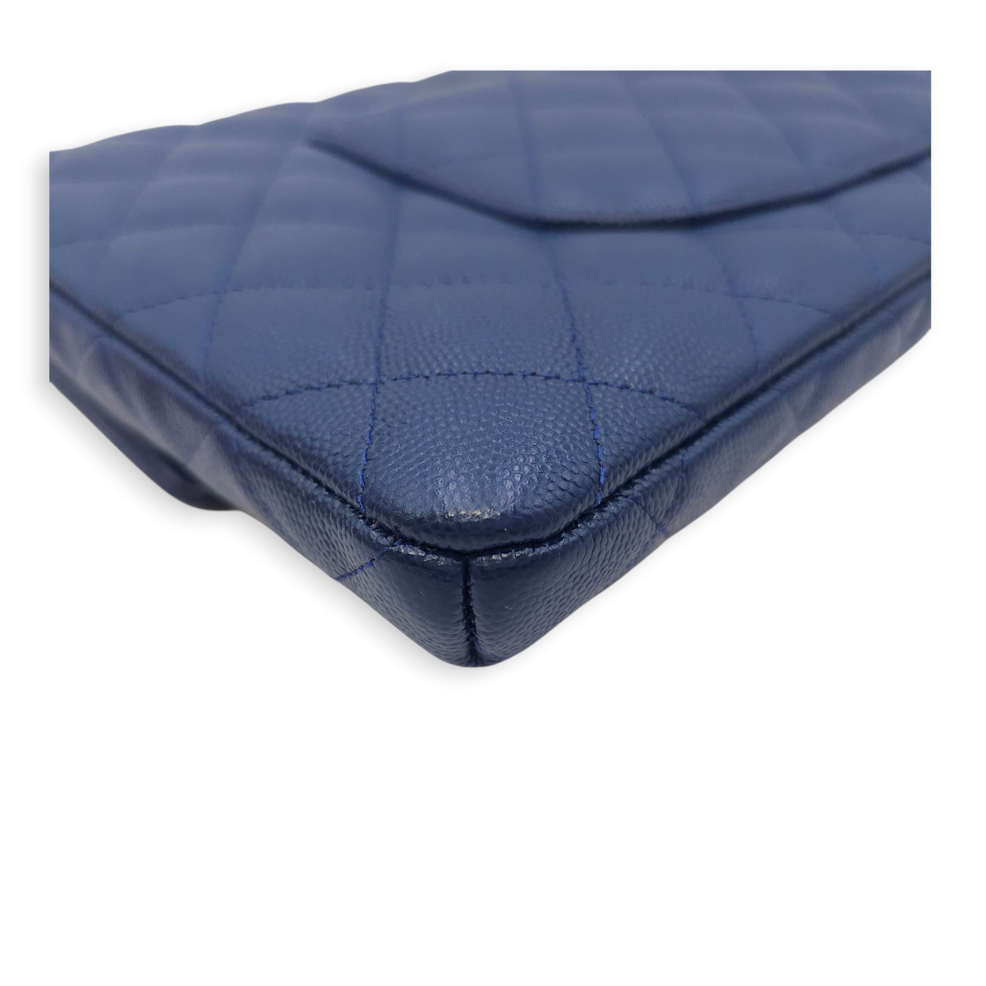 Envelope 28cm Blue Clutch in Caviar Leather Gold hardware CL2511-17134 3