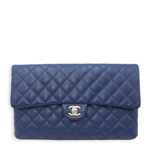 Envelope 28cm Blue Clutch in Caviar Leather Gold hardware CL2511-17134 1