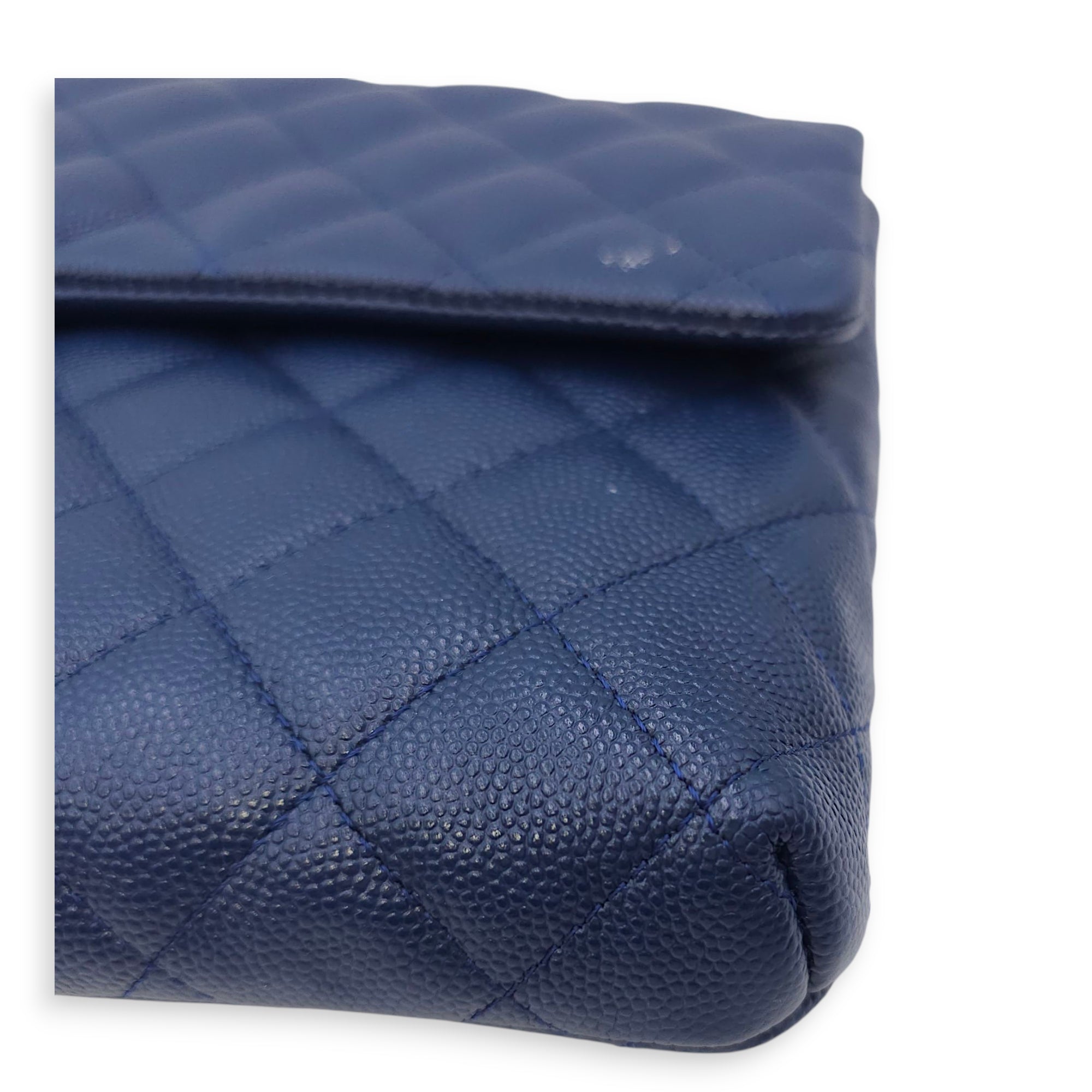 Envelope 28cm Blue Clutch in Caviar Leather Gold hardware CL2511-17134 16