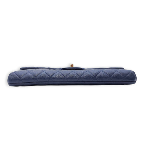 Envelope 28cm Blue Clutch in Caviar Leather Gold hardware CL2511-17134 12