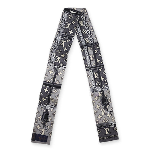 Silk Monogram Jacquared Denim Bandeau Gris Black Twilly