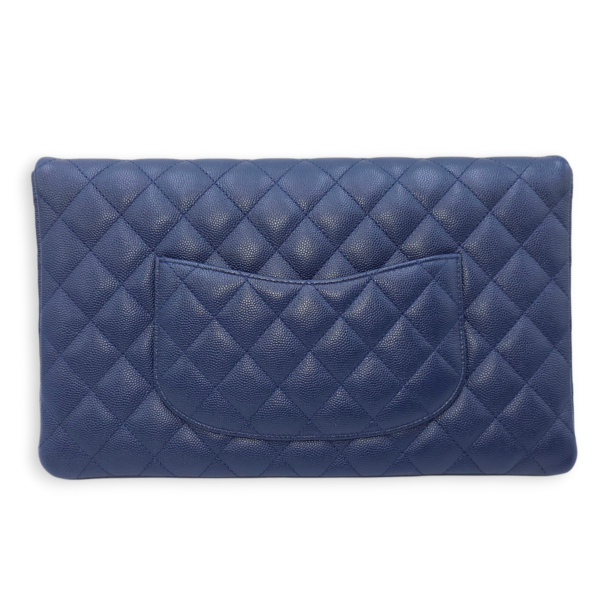 Envelope 28cm Blue Clutch in Caviar Leather Gold hardware CL2511-17134 9