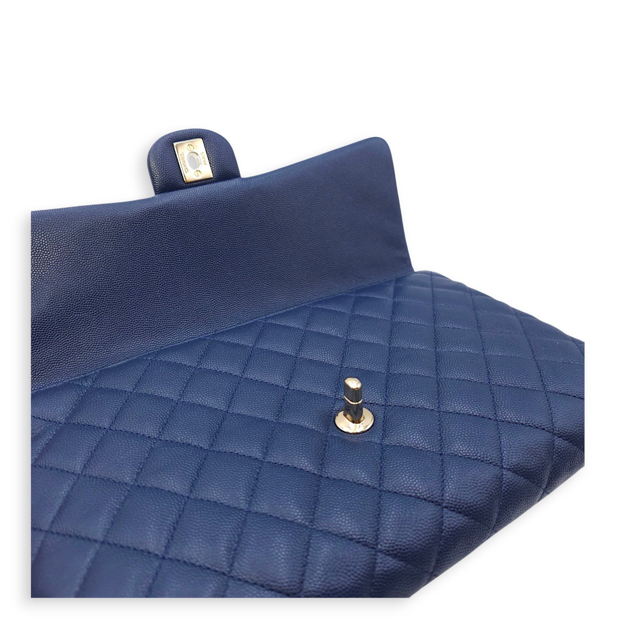 Envelope 28cm Blue Clutch in Caviar Leather Gold hardware CL2511-17134 6