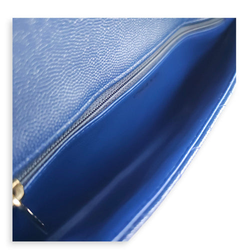 Envelope 28cm Blue Clutch in Caviar Leather Gold hardware CL2511-17134 13
