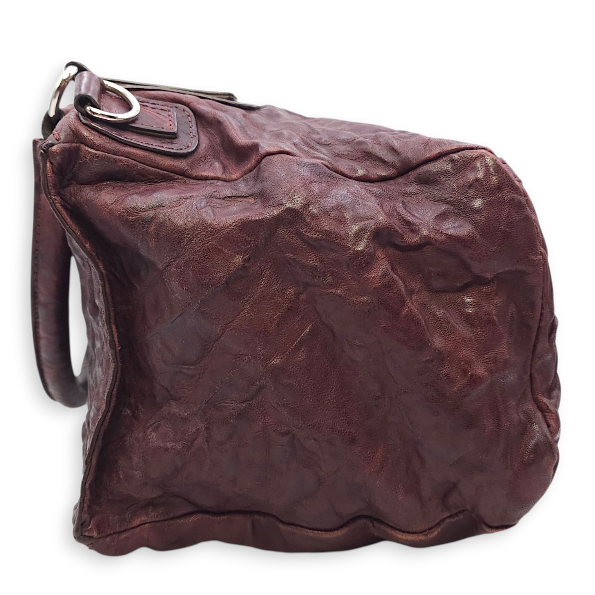 Pandora 30cm Maroon Shoulder Bag in Calfskin, Silver hardware