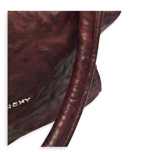 Pandora 30cm Maroon Shoulder Bag in Calfskin, Silver hardware