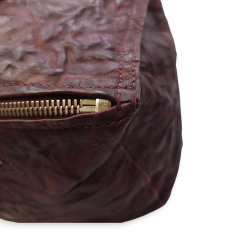 Pandora 30cm Maroon Shoulder Bag in Calfskin, Silver hardware