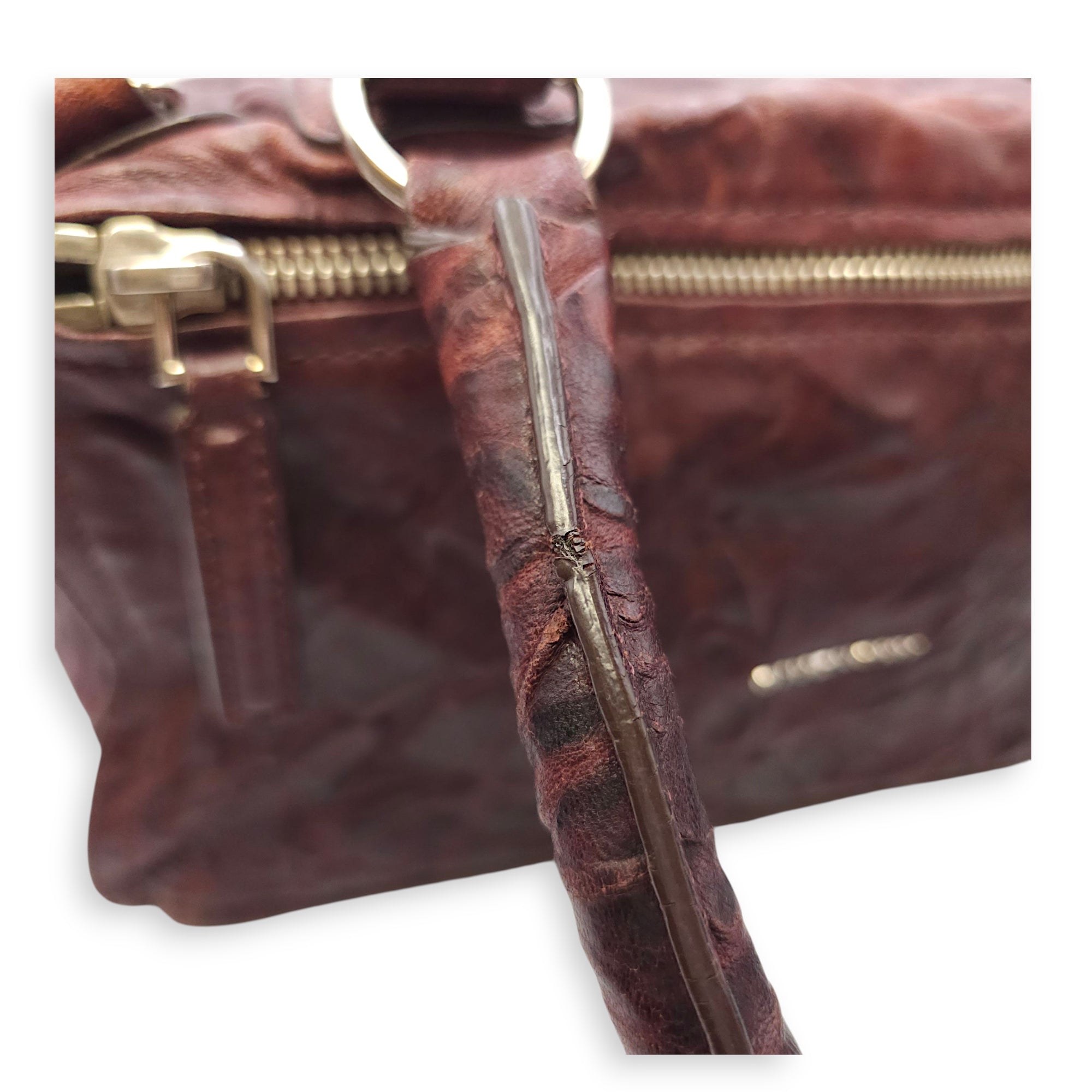 Pandora 30cm Maroon Shoulder Bag in Calfskin, Silver hardware