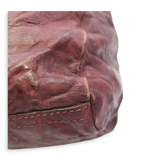 Pandora 30cm Maroon Shoulder Bag in Calfskin, Silver hardware