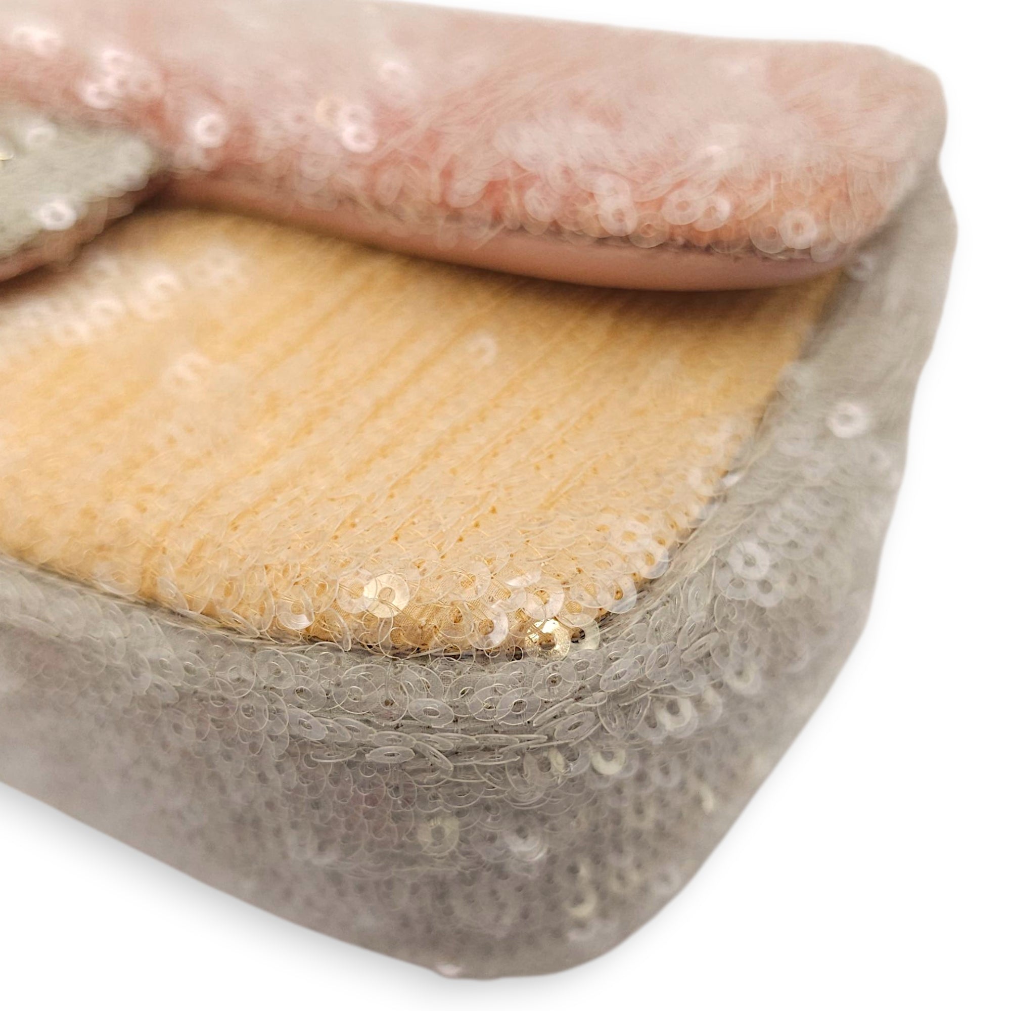 18S Waterfall Flap Mini Pink/Grey/Yellow Crossbody Bag in Sequins, Silver hardware