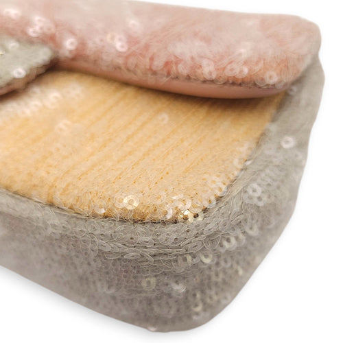 18S Waterfall Flap Mini Pink/Grey/Yellow Crossbody Bag in Sequins, Silver hardware