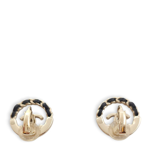 CC Clip On Black Earrings , Gold hardware