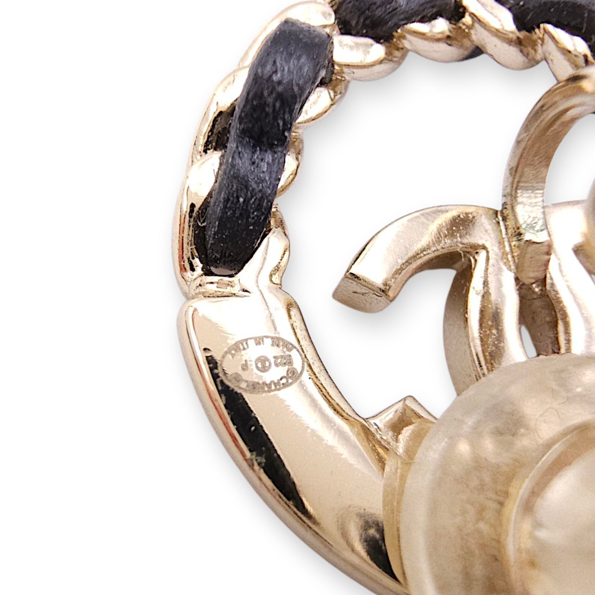 CC Clip On Black Earrings , Gold hardware