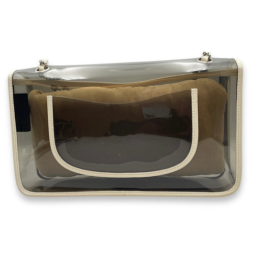CC Transparent  White Shoulder Bag in Calfskin/PVC  Silver hardware CL2511-17184 2