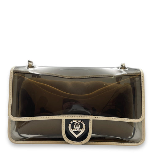 CC Transparent  White Shoulder Bag in Calfskin/PVC  Silver hardware CL2511-17184 1