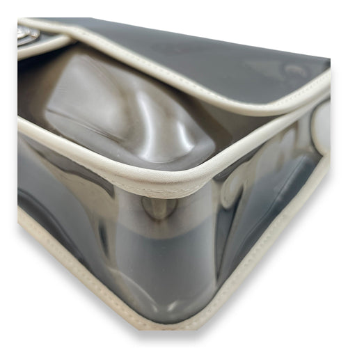 CC Transparent  White Shoulder Bag in Calfskin/PVC  Silver hardware