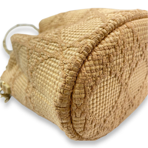 Baby Beige Bucket Bag in Woven, Gold hardware