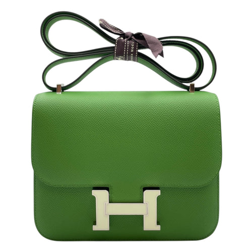 Constance Mirror 18 Vert Yucca in Epsom, Palladium hardware