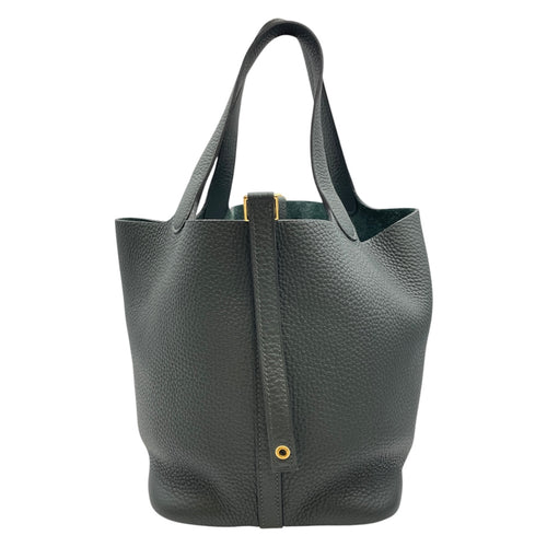 Picotin 22 Vert Fonce in Clemence, Gold hardware