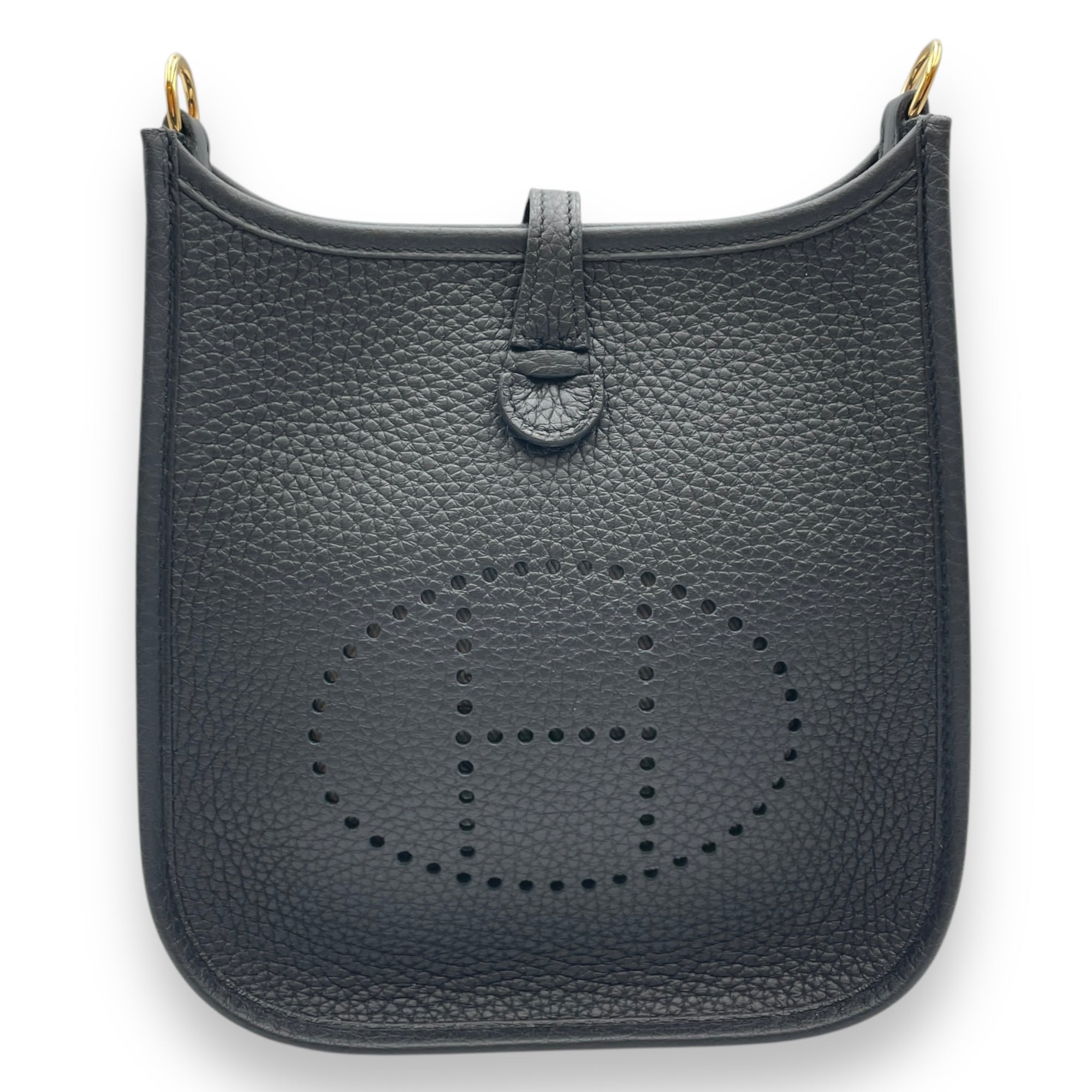 Evelyne Mini Black in Clemence, Gold hardware