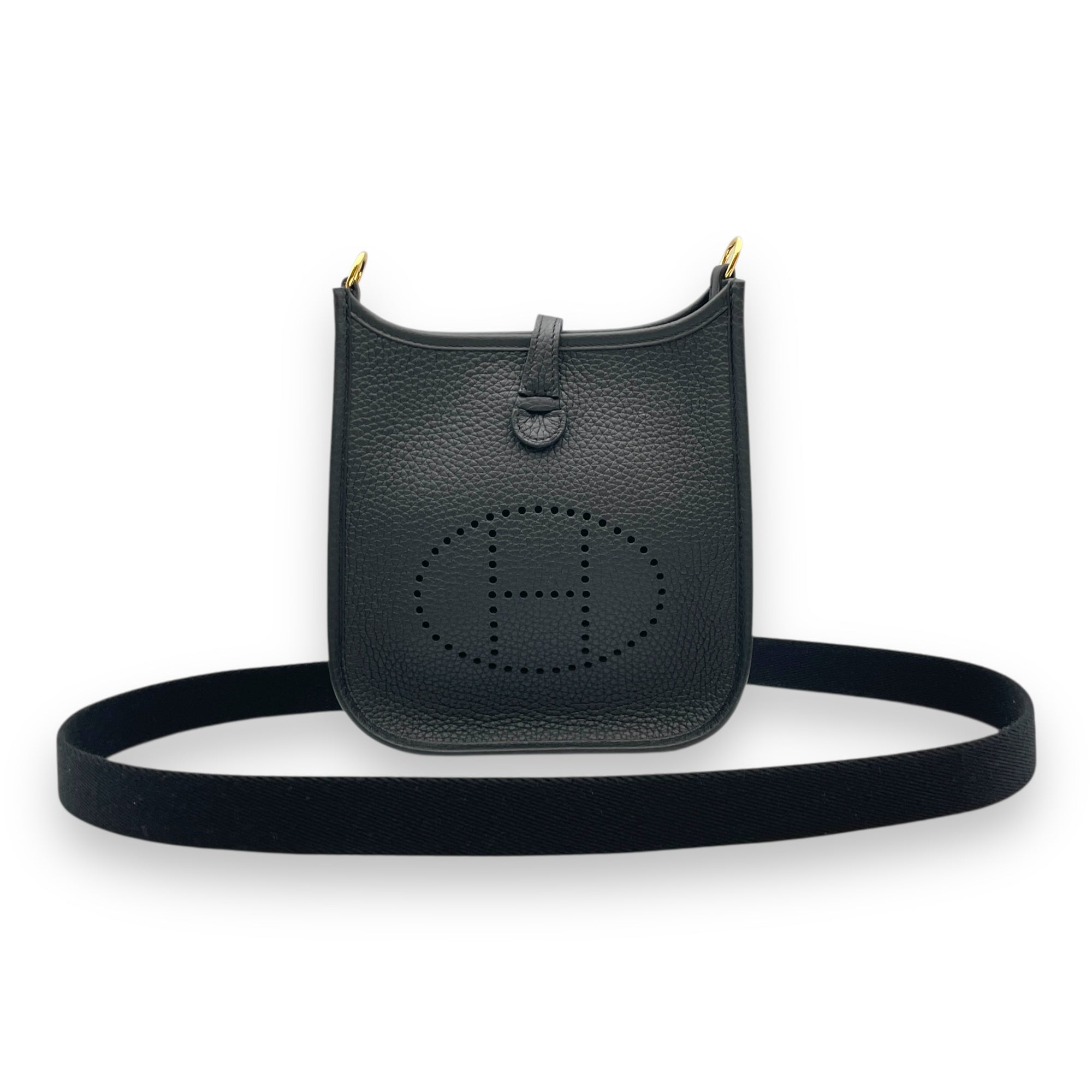 Evelyne Mini Black in Clemence, Gold hardware