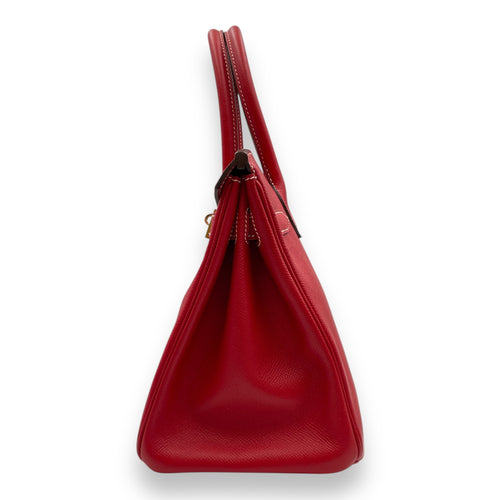 Birkin 30 Rouge Casaque/Blue Thalassa in Epsom, Permabrass hardware