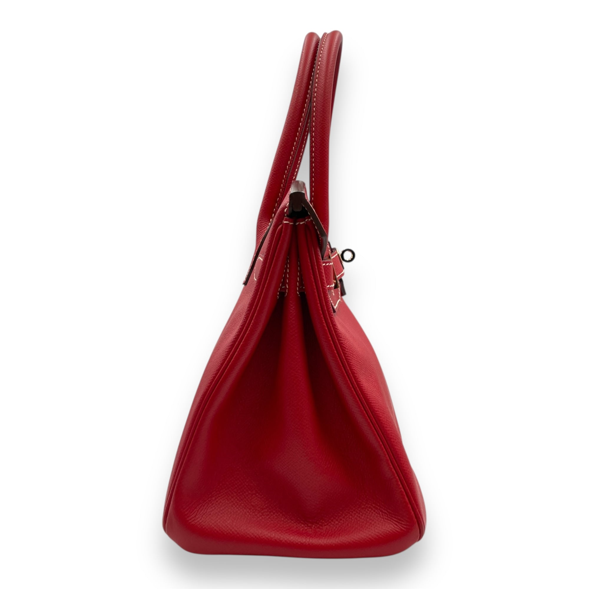 Birkin 30 Rouge Casaque/Blue Thalassa in Epsom, Permabrass hardware