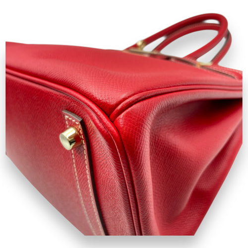 Birkin 30 Rouge Casaque/Blue Thalassa in Epsom, Permabrass hardware