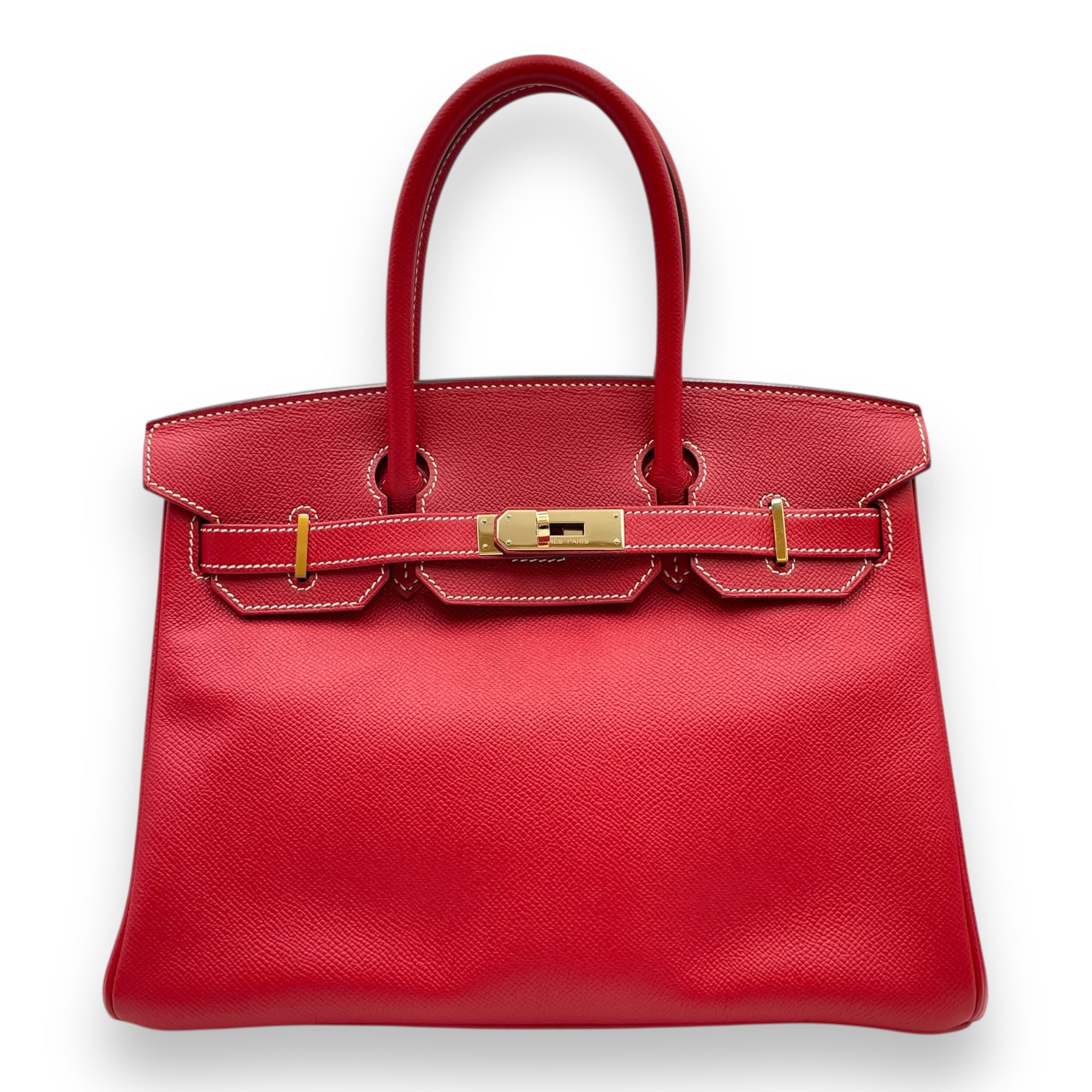Birkin 30 Rouge Casaque/Blue Thalassa in Epsom, Permabrass hardware