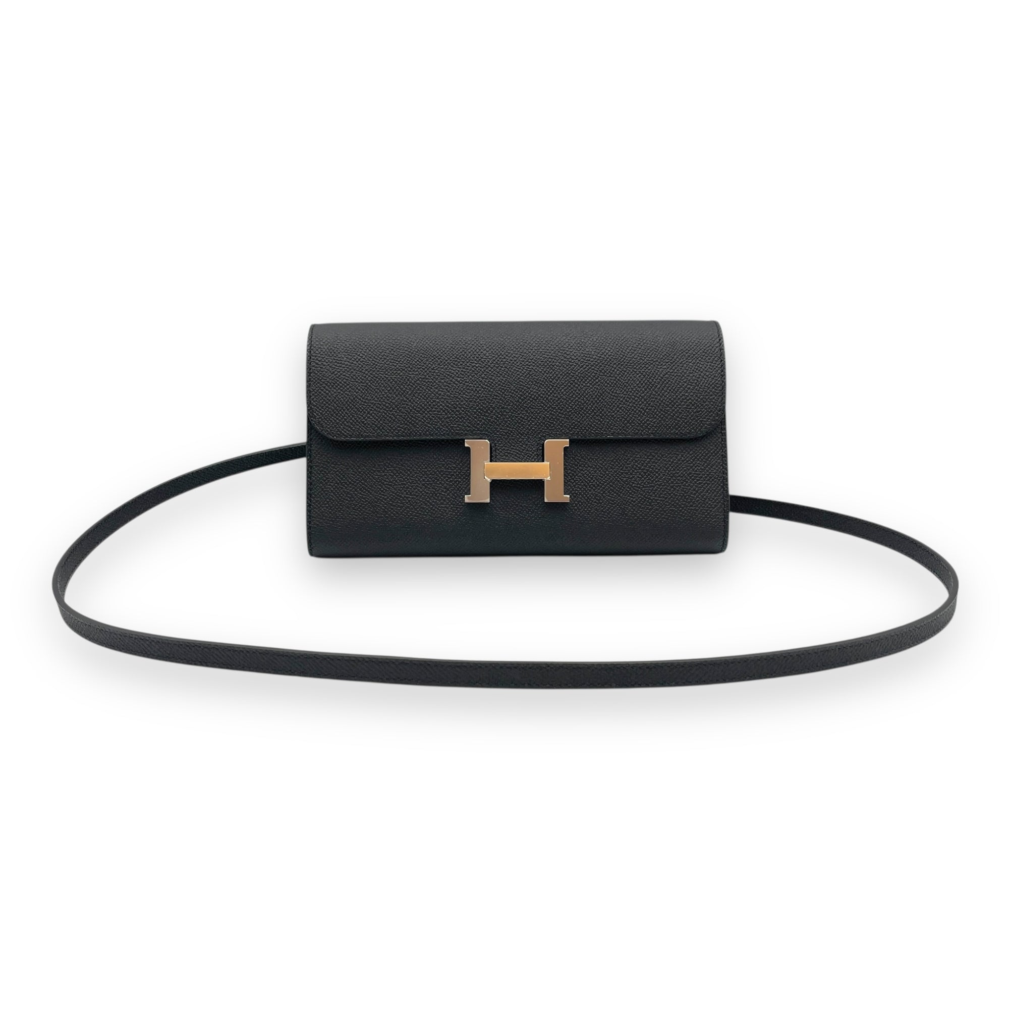 Constance To Go Black Crossbody Bag in Epsom, Palladium hardware