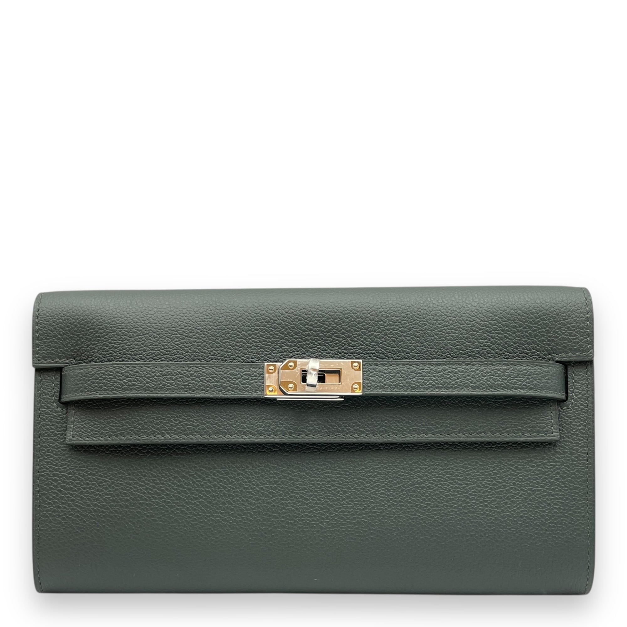 Kelly To Go Vert Mangrove Crossbody Bag in Evercolor, Palladium hardware